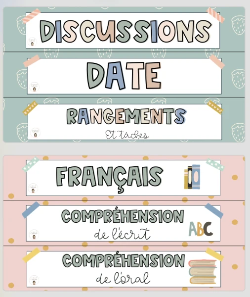 Menu du jour + Étiquettes dates couleurs douces