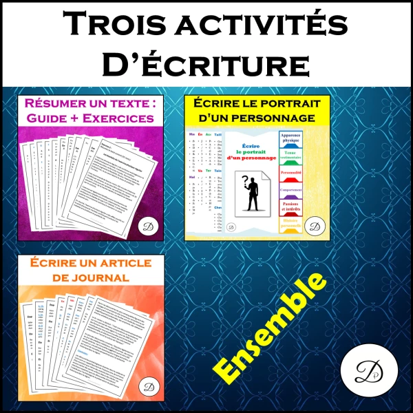 Trois activités d'écriture
