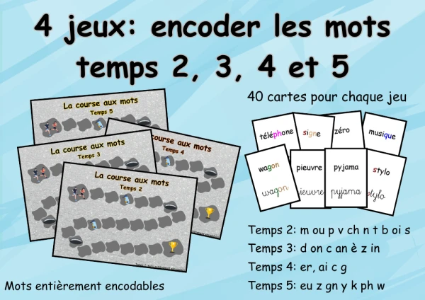 4 jeux: écrire des mots (temps 2 à 5)