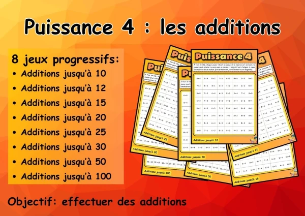 8 Jeux de Puissance 4 pour travailler les Additions