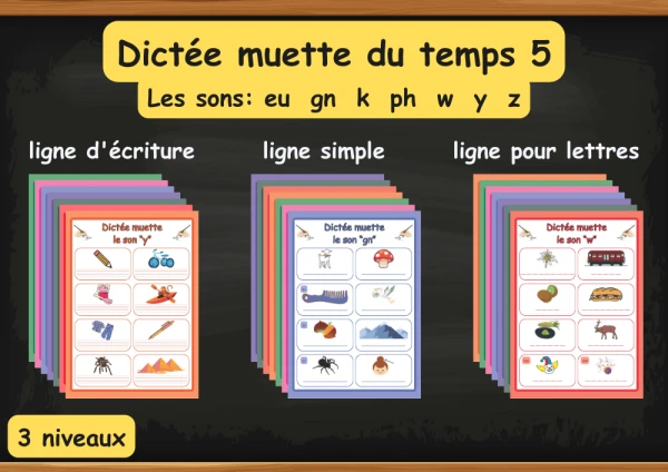 Temps 5 : Dictée muette les sons eu gn k ph y w/v z/s