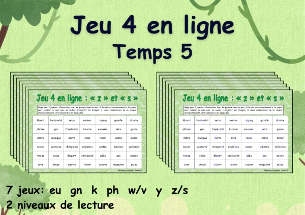 Temps 5 : Jeux "4 en ligne" les sons eu gn k ph y w/v z/s