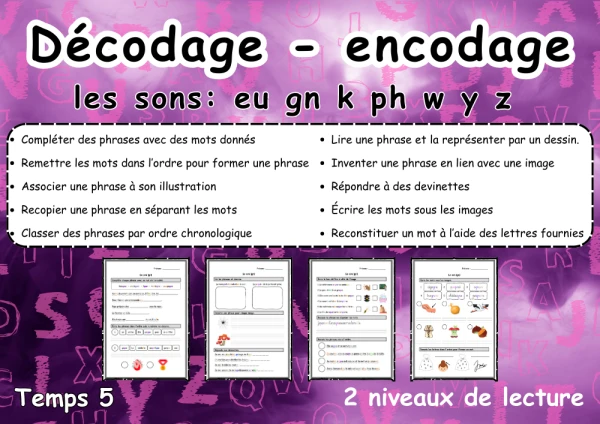 Temps 5 Décodage - Encodage les sons eu gn k ph w y z