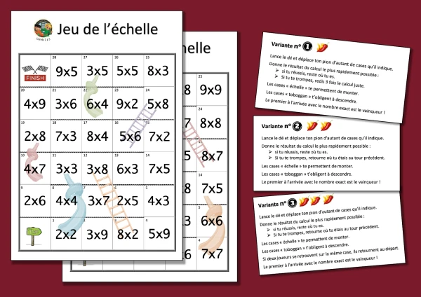 jeu de l'échelle > les livrets de 2 à 9 les tables de multiplication