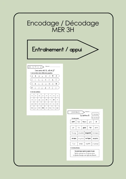 Fiches d'entrainement à la lecture (appui) MErR 3H