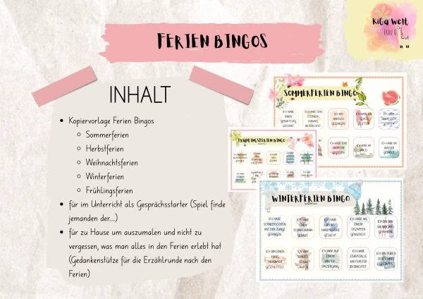 Ferien Bingos Sparpaket