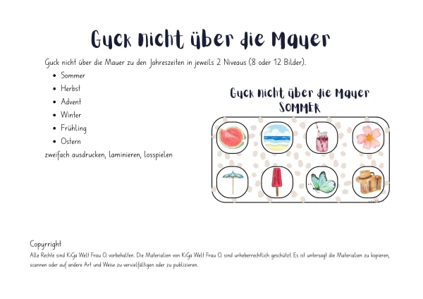 Guck nicht über die Mauer Jahreszeiten& Feste Paket
