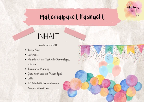 Materialpaket Kindergarten Fasnacht