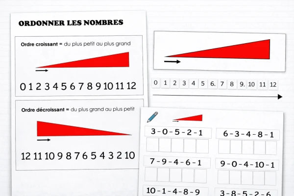 Ensemble d'activités progressives pour apprendre à ordonner les nombres de 0 à 12 1-2P