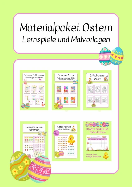 MATERIALPAKET Ostern - tolle Lernspiele und Malvorlagen