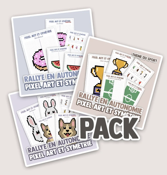 PACK : 3 rallyes Pixel art et symétrie