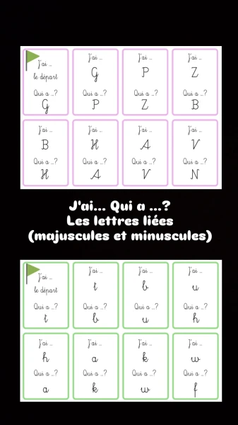 Pack J'ai... Qui a... ? Sur les lettres liées (majuscules et minuscules)