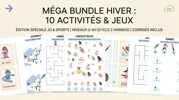 ❄️ MEGA BUNDLE HIVER : 10 Activités & Jeux - 1-2H - Cycle 1 (JO & Sports)