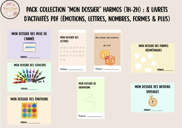 Pack Collection "Mon Dossier" Harmos (1H-2H) : 8 Livrets d'Activités PDF (Émotions, Lettres, Nombres, Formes & plus)