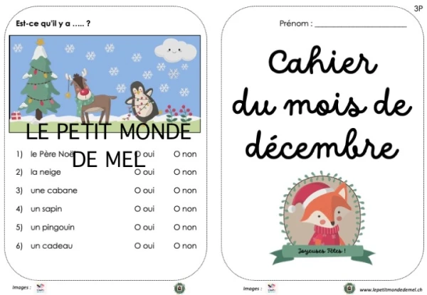 Cahier d'activités selon les mois