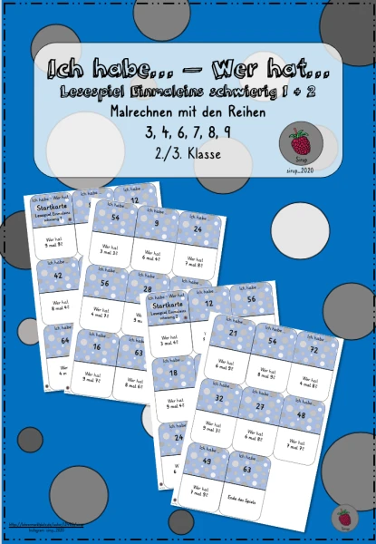 Ich habe - wer hat - Einmaleinslesespiel