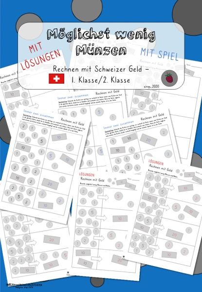 Möglichst wenig Münzen - Rechnen mit Geld (Schweizer Geld)