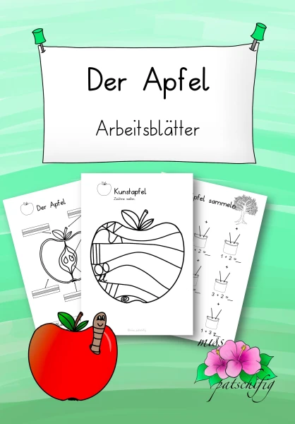 Apfel Arbeitsblätter 1. Klasse - differenziert