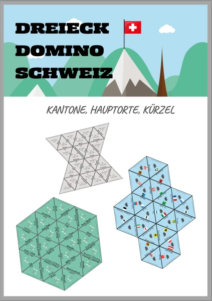 Kantone der Schweiz - Dreieck Domino - 3 Spiele