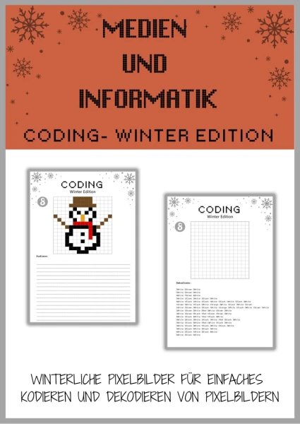 Coding Pixelbild Winter - Basic Kodierung - Übungsheft mit Lösungen