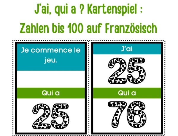 Kartenspiel Französisch Zahlen bis 100