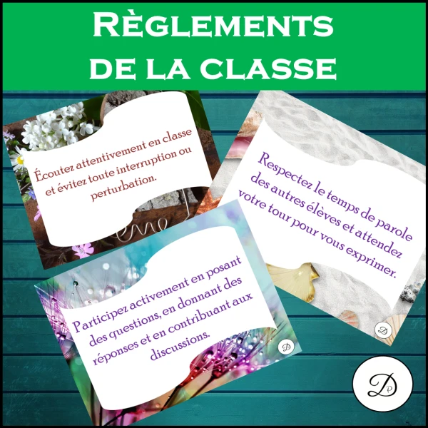 Règlements de la classe (secondaire) - 12 affiches