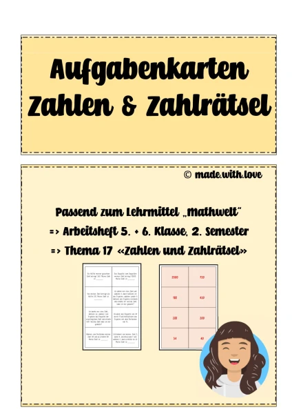 Aufgabenkarten passend zum Lehrmittel Mathwelt, Thema 17
