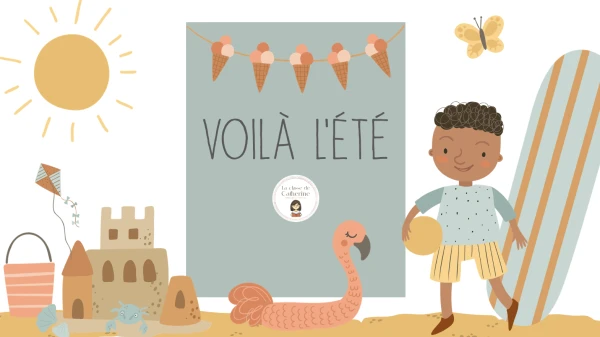 Etiquettes classeurs et page de titre thème "voilà l'été"