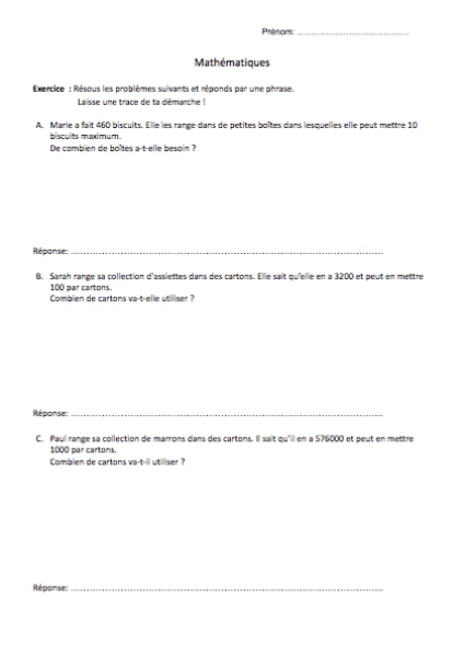 Problèmes mathématiques