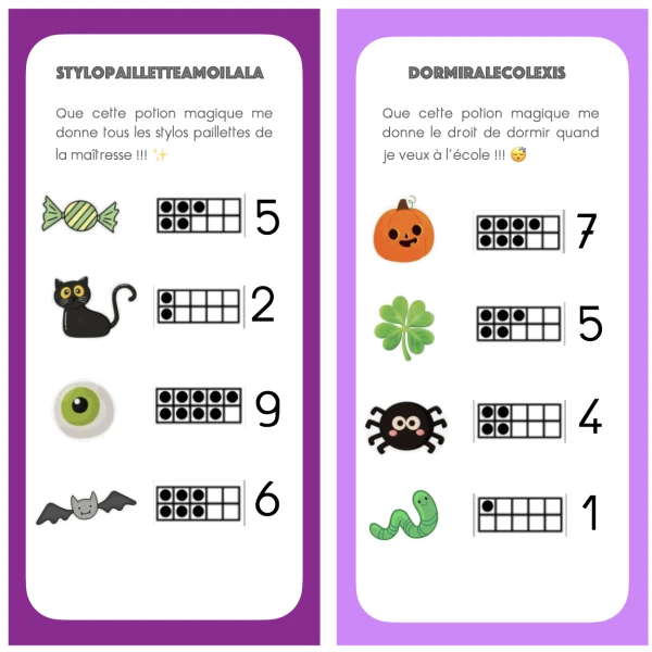 Dénombrement d'Halloween : Potions magiques