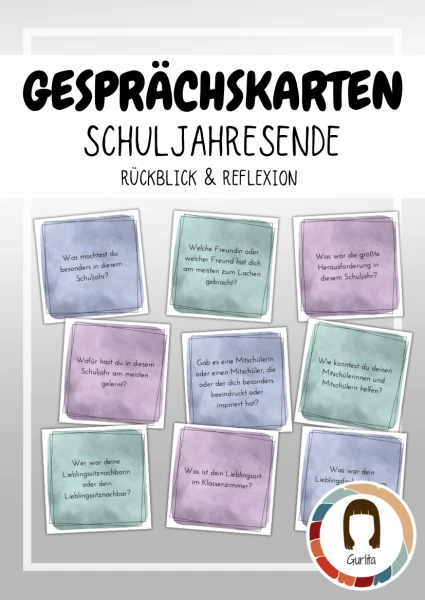 Schuljahresende Reflexionskarten