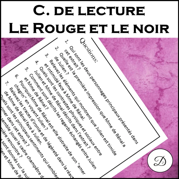 Compréhension de lecture - Le Rouge et le noir
