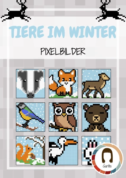 Pixelbilder Tiere im Winter