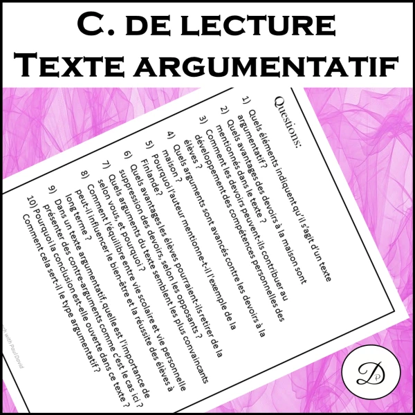 Compréhension de lecture - Txt argumentatif