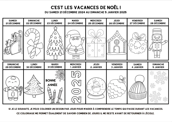 Coloriage des vacances de Noël