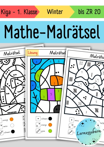 Malen nach Zahlen: Kindergarten und 1. Klasse (Winter)
