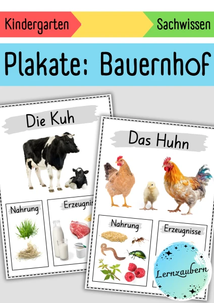 Plakate: Sachwissen Bauernhoftiere für den Kindergarten