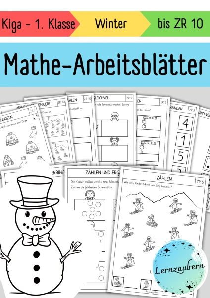 Mathe - Arbeitsblätter für den Kindergarten (Winter)