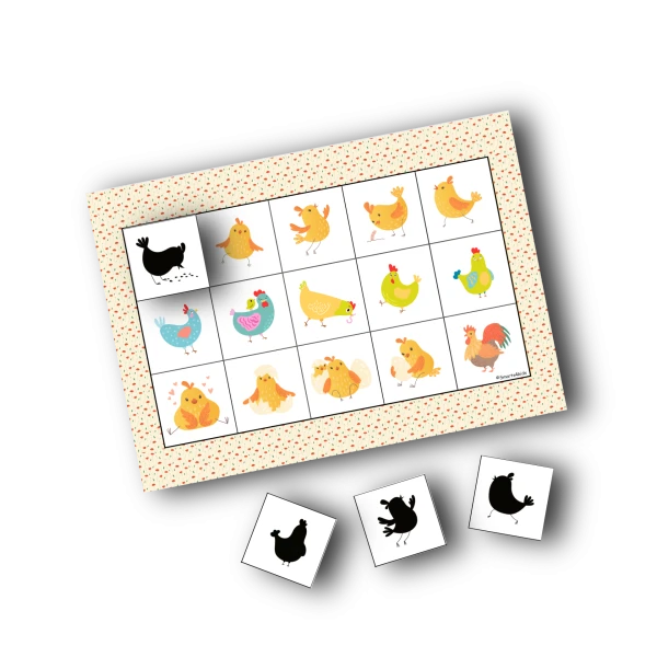 🐰🐣🐔🦋🐞🐝 Associer 5 silhouettes Printemps