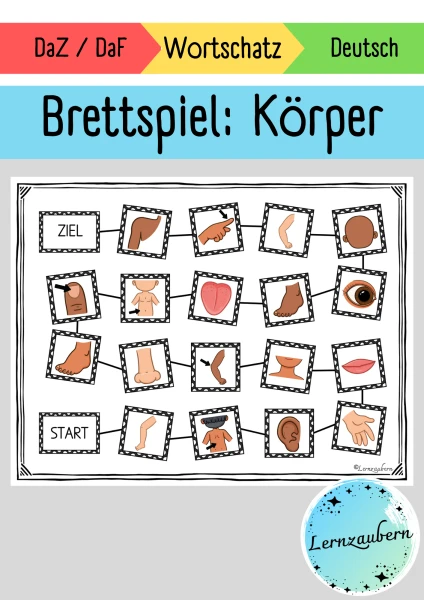 Wortschatz - Brettspiel Körper (Körperteile)