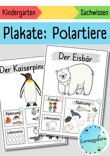 Plakate: Sachwissen Polartiere für den Kindergarten