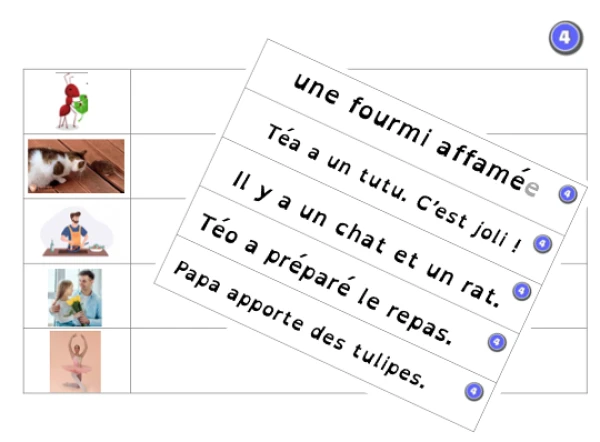lire les groupes de mots et les phrases des temps 1 et 2