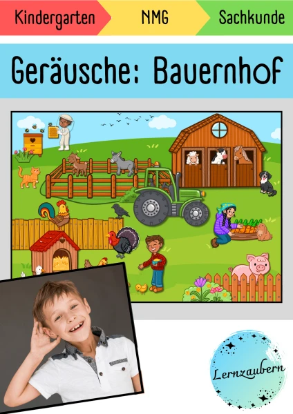Geräusche auf dem Bauernhof (Hörverstehen, Höraufgabe)