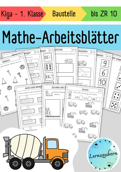 Mathe - Arbeitsblätter für Kindergarten: Baustelle