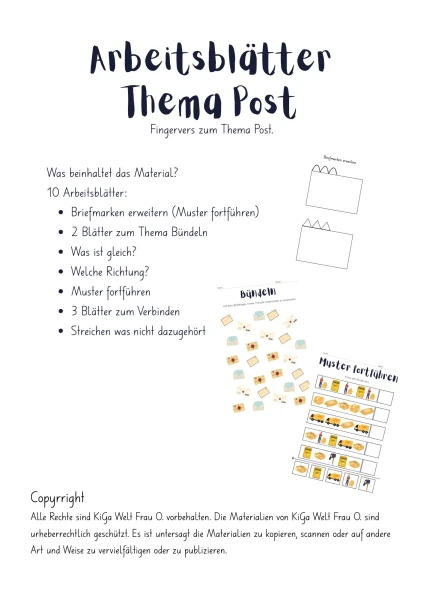 10 Arbeitsblätter Thema Post