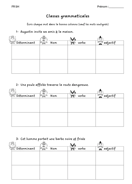 Classes grammaticales