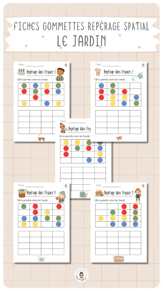 🫛 Au jardin - 🎯 Fiches gommettes – Repérage spatial