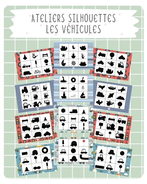 Ateliers silhouettes – Thème des véhicules 🚗🛻🚒✈️