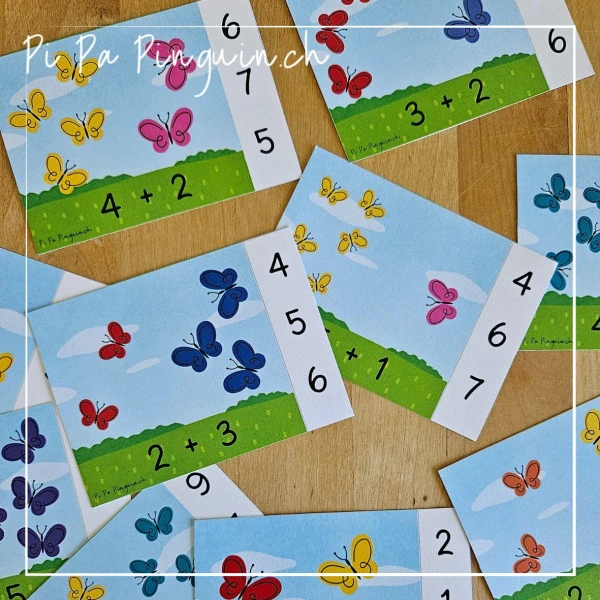 Cartes de comptage et de calcul Papillon