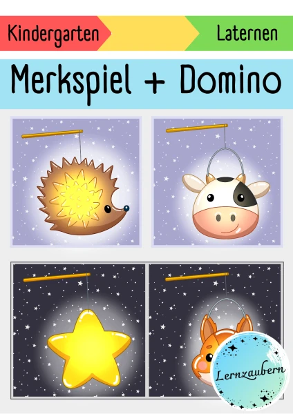 Merkspiel und Domino: Laternen (Laternenumzug / Laternenfest)